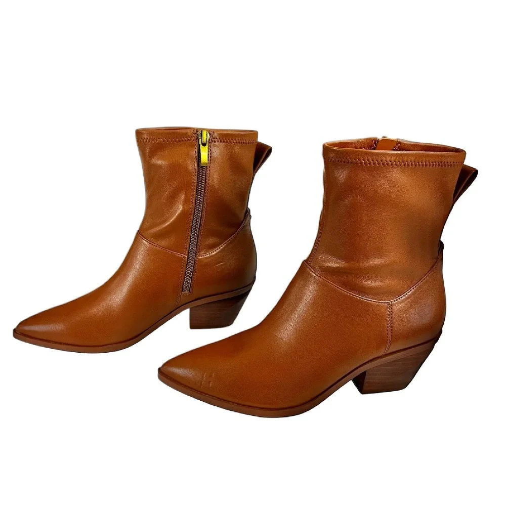 Franco Sarto Sammi Side Zipper Ankle Brown Faux Leather Boots Womens‎ Size 6M